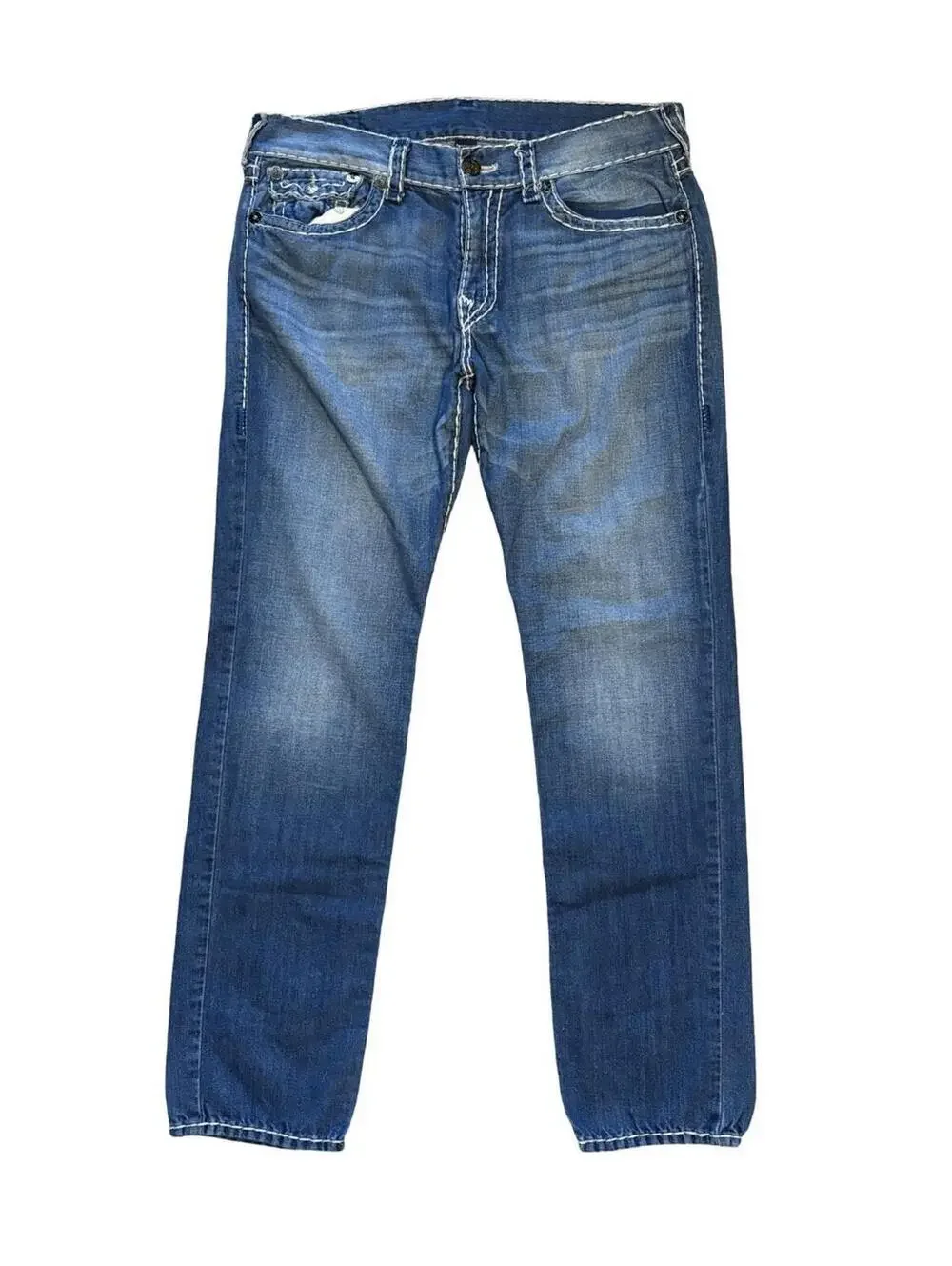 True Religion Geno Relaxed Slim Men's Size 36x33 Blue Jeans W Flap Super T
